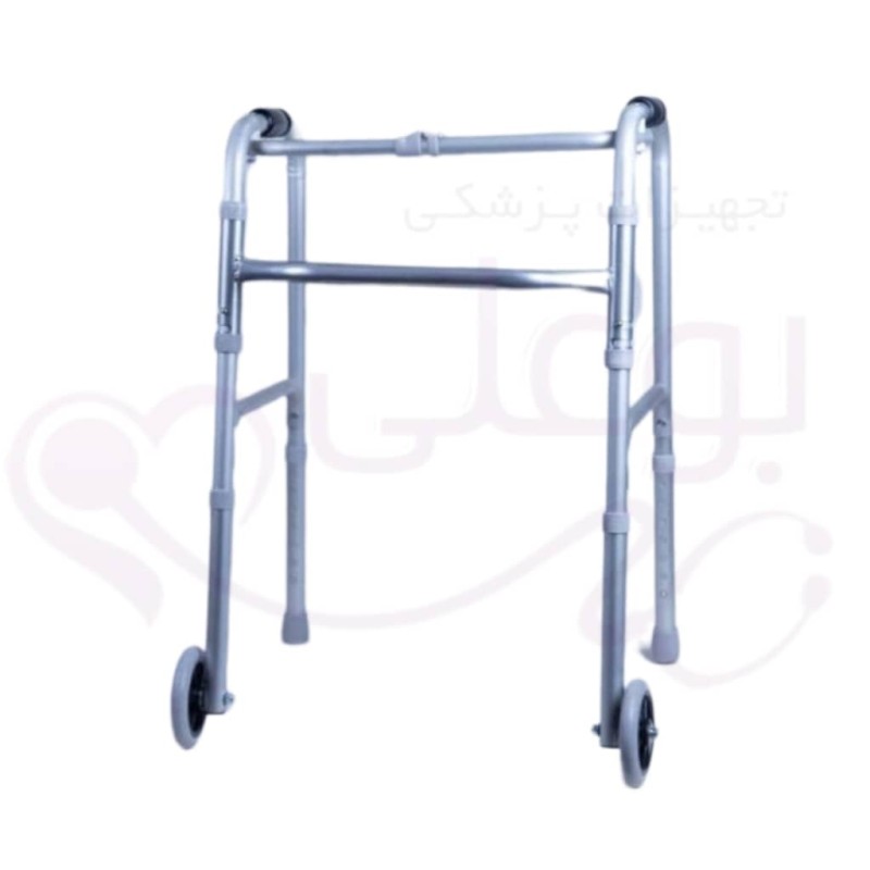 تصویری از واکر تاشو آلومینیومی چرخ‌دار قابل تنظیم